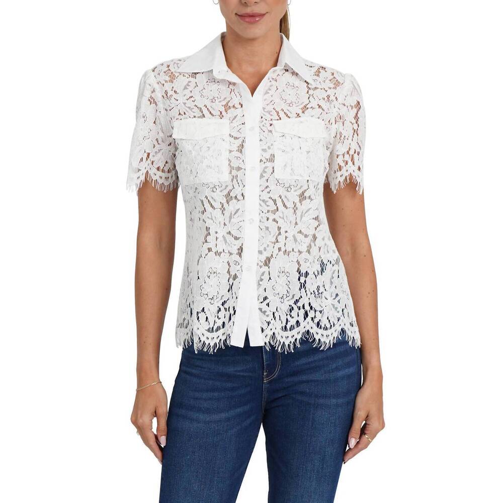 NEW LOVE TOKEN mel lace top in white